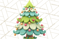 Textured Clay Christmas Tree Clipart PNG, Holiday Clipart Product Image 2