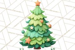 Textured Clay Christmas Tree Clipart PNG, Holiday Clipart Product Image 3