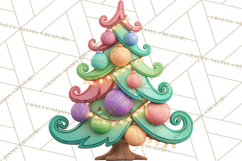 Textured Clay Christmas Tree Clipart PNG, Holiday Clipart Product Image 5