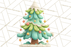 Textured Clay Christmas Tree Clipart PNG, Holiday Clipart Product Image 4