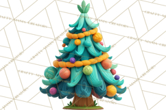 Textured Clay Christmas Tree Clipart PNG, Holiday Clipart Product Image 5