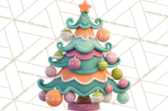 Textured Clay Christmas Tree Clipart PNG, Holiday Clipart Product Image 5