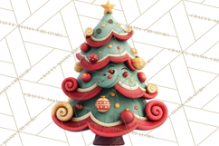 Textured Clay Christmas Tree Clipart PNG, Holiday Clipart Product Image 2