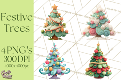 Textured Clay Christmas Tree Clipart PNG, Holiday Clipart Product Image 1