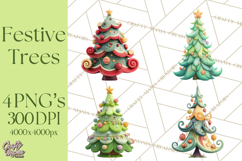 Textured Clay Christmas Tree Clipart PNG, Holiday Clipart Product Image 1