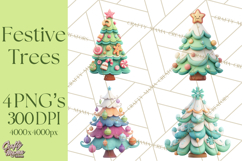Textured Clay Christmas Tree Clipart PNG, Holiday Clipart Product Image 1