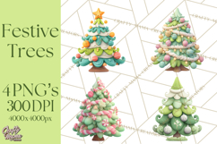 Textured Clay Christmas Tree Clipart PNG, Holiday Clipart Product Image 1