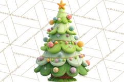Textured Clay Christmas Tree Clipart PNG, Holiday Clipart Product Image 3