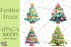 Textured Clay Christmas Tree Clipart PNG, Holiday Clipart Product Image 1