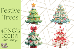 Textured Clay Christmas Tree Clipart PNG, Holiday Clipart Product Image 1