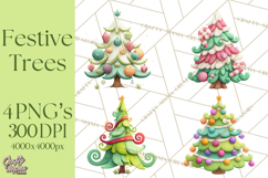 Textured Clay Christmas Tree Clipart PNG, Holiday Clipart Product Image 1