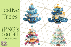 Textured Clay Christmas Tree Clipart PNG, Holiday Clipart Product Image 1