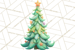Textured Clay Christmas Tree Clipart PNG, Holiday Clipart Product Image 4