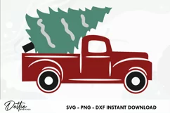 Christmas Tree Truck - SVG DXF PNG - craft file Product Image 1