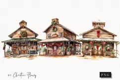 Festive Western Saloon | Western Christmas PNG Product Image 1