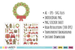 Holiday clipart set featuring cohesive winter illustrations