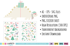 Holiday clipart set featuring cohesive winter illustrations