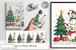 Festive Winter Whimsy Digital Paper Product Image 1