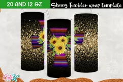 Serape cross with sunflower day 20 Oz. Skinny Tumbler Product Image 3