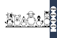 Farm animals cartoon vector with cow pig chicken sheep duck Product Image 1