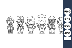 Diverse professions line art vector featuring firefighter do Product Image 1