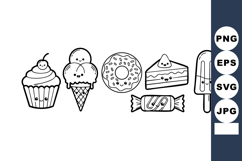 Sweet desserts collection cupcake ice cream donut cake candy Product Image 1
