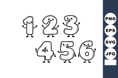 Cute happy dancing numbers one to six vector illustration in Product Image 1