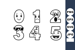 Number faces with various emotions and expressions in simple Product Image 1