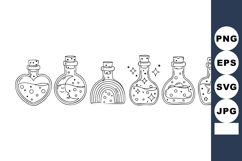 Magical potion bottles with hearts stars and sparkles vector Product Image 1