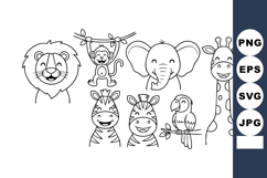 Cute cartoon wild animals including lion monkey elephant gir Product Image 1