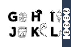 Alphabet letters with gift box hat jar kite ice cream leaf b Product Image 1