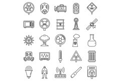 Toxic radiation icons set, outline style Product Image 1
