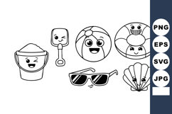 Cute summer beach toys with happy faces including bucket, sh Product Image 1