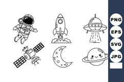 Space themed vector set with astronaut rocket moon satellite Product Image 1