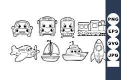 Cute cartoon transportation vehicles including cars airplane Product Image 1