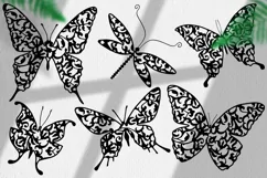 Butterflies and dragonflies silhouettes for paper cut Product Image 7