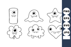 Cute monster characters set with various shapes and expressi Product Image 1