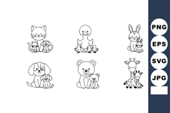 Cute animal family groups featuring cat dog bear duck giraff Product Image 1