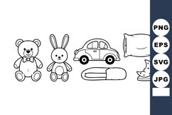 Childrens toys and objects including teddy bear rabbit car p Product Image 1