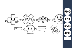 Cute math symbols with eyes and arms cartoon style for educa Product Image 1