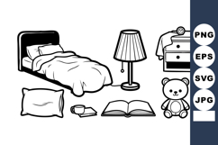 Child bedroom essentials vector with bed lamp bedside Product Image 1