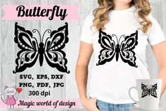 Butterfly Zentangle Silhouettes SVG, Paper Cut SVG Product Image 1