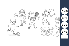 Children playing different sports activities including socce Product Image 1