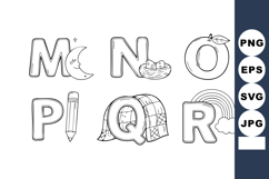 Alphabet letters M N O P Q R with creative fruit and nature Product Image 1