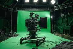 Professional film camera on green screen set Product Image 1