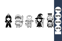 Cute fantasy characters princess knight dragon witch king ca Product Image 1