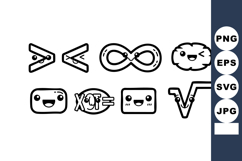 Mathematical symbols with cute faces vector Product Image 1