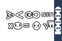 Cute mathematical symbols with kawaii faces expressing relat Product Image 1