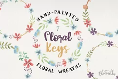 Floral Keys Wreaths Watercolor 7 Flowers Leaves Berries Key Product Image 1