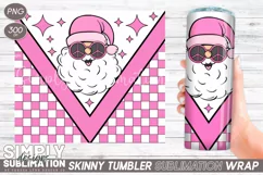 Pink Retro Santa Sublimation Skinny Tumbler Wrap| 20oz | Png Product Image 1